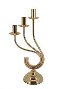 <b>Brass</b> candle <b>holder</b> Features a classic 3-arm design with a polished <b>brass</b> finish - Product Image 1