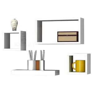 Bibliothèque murale flottante en bois Imperial Boîtes de présentation et de rangement suspendues en vrac Bacs pour la maison et la salle de bain Pot Rack - Product Image 1