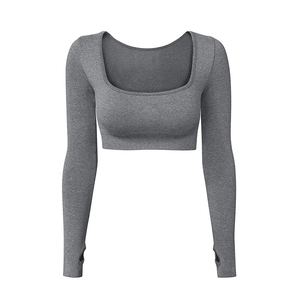 เสื้อยืดคอกลมแขนยาวระบายอากาศได้ดี, ฤดูใบไม้ร่วงขนาดพลัสไซส์ผ้าคอตตอนทรงสลิมฟิตสำหรับผู้หญิงเป็นมิตรกับสิ่งแวดล้อม - Product Image 1