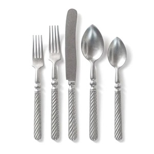 Cubiertos de acero inoxidable ideales para cocina, mesa, Hotel, uso doméstico, mango martillado, juego de cubiertos de 6 acabados chapados en color cobre - Product Image 4