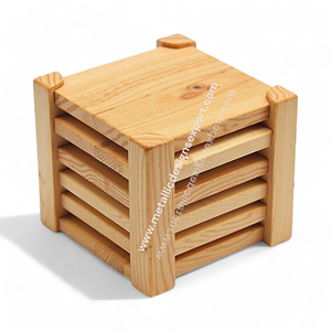 Juego de posavasos de pino natural con elegante soporte elevado resistente Posavasos de nogal de diseño rústico moderno-Categoría de producto Alfombrillas y almohadillas - Product Image 5