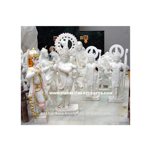 สวยงามสีขาวบริสุทธิ์Makranaหินอ่อนกฤษณะMurti - Product Image 1