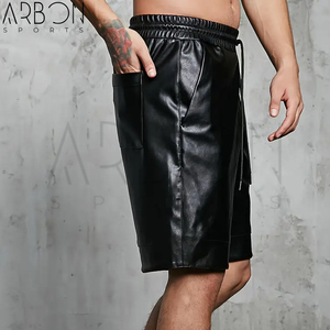 In One Solid Red Color Comfortable & Stylish Premium Quality Fashion Wear Fully Customized Made In Pakistan <b>Leather</b> <b>Shorts</b> - Product Image 5