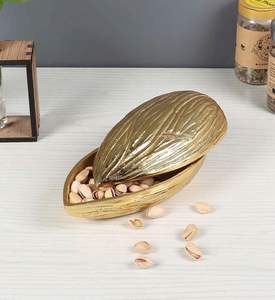 Bajo MOQ Premium creativo moderno forma de almendra tono dorado aluminio desechable decorativo fruta seca servir fabricante de artículos - Product Image 3