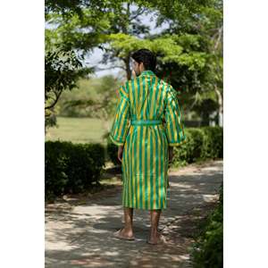 Bata Kimono Boho de Algodón Puro para Hombre, Bata de Lujo con Diseño Geométrico, Bata de Baño Unisex de Verano con Ajuste Relajado y Material Satinado - Product Image 4
