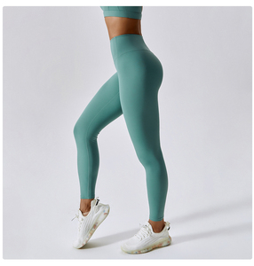 Elegante Control de barriga 4 vías tela elástica mujeres Yoga Fitness Leggings transpirables señoras gimnasio pantalones entrenamiento pantalones Leggings - Product Image 2