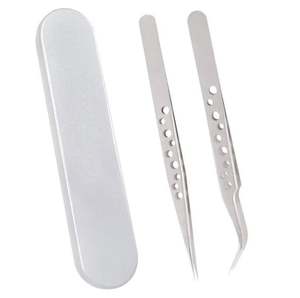 แหนบต่อขนตา 3 มิติ แบบโค้งและแบบตัว L สีเทาและสีทอง ชุด 2 ชิ้น พร้อมอุปกรณ์ติดฉลากส่วนตัว - Product Image 6