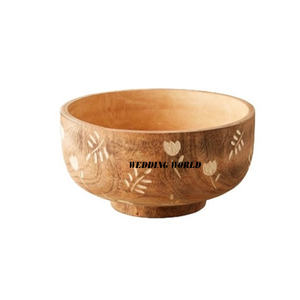 Ensemble de trois bol à chocolat en bois fini naturel bol sucré fait à la main meilleure vente en gros bol à chocolat en bois - Product Image 2