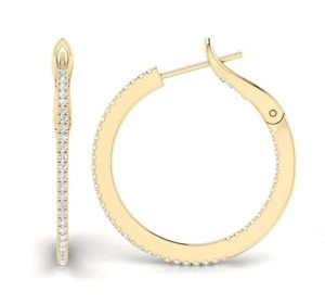 Pendientes de Aro Pequeños Clásicos de Oro Sólido de 14K/18K con Diamantes Sintéticos de Corte Brillante y Baño de Rodio, para Mujer, Formales, Gran Venta - Product Image 2