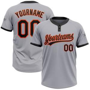 High Quality Grey 2 Button Jerseys Custom Sublimation Softball Baseball Button Jersey 2 buttons baseball <b>Club</b> Jersey Whole sale - Product Image 1
