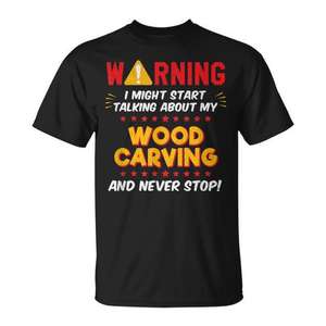 T-shirt graphique Wood Carving Wood Carver Joke, unisexe, taille adulte, moyen, noir - Product Image 1