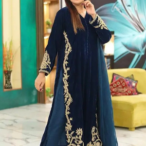 New Indian/pakistani Embroidery Work on Long Kurta & <b>Pant</b> Dress with Crystal Glass Beads,stone,dabka Work for Party-wear@2024 - Product Image 1