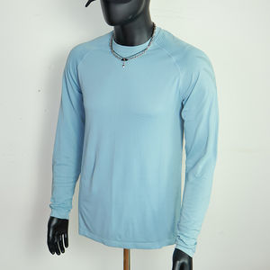 T-shirts graphiques personnalisés pour hommes, manches longues, coton uni, t-shirt de sport à col rond, respirant, t-shirts personnalisés pour hommes - Product Image 1