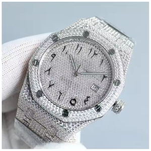 Montre analogique à quartz pour homme avec accents de diamants Moissanite étincelants, montre-bracelet moderne pour homme d'affaires, montre de luxe pour homme - Product Image 1