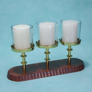 <b>Top</b> Selling Metal T-Light Holder Vintage Design With Wooden Base for Home & Christmas Decor Metal Tea Light Holder Handmade 2025 - Product Image 1