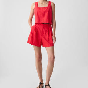 Women's Plus Size Solid Color Custom <b>Tank</b> <b>Tops</b> with <b>Bra</b> Sleeves Breathable Knitted Casual Shorts-Wholesale Options - Product Image 6