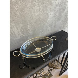 ขาตั้งสำหรับบริการอาหารทรงรีที่ให้ความร้อนทำจากวัสดุทองเหลืองคุณภาพ1st ชุบเงินใช้เป็นวัสดุเคลือบ - Product Image 3