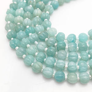 Venta al por mayor 5-7 MM amazonita tallada calabaza cuentas ágata melón forma cuentas cuarzo calabaza cuentas para la fabricación de joyas - Product Image 3