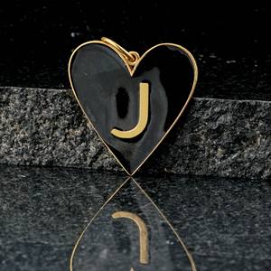 Solid 925 Silver <b>Heart</b> Initial Pendant Yellow Plated Jewelry Enamel Pendant <b>Top</b> Quality New Design - Product Image 1