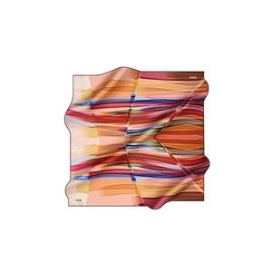 Écharpe en soie orange rayée de créateur - Longue écharpe en soie satinée à imprimé numérique - Product Image 1