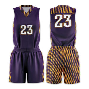 Uniformes de Baloncesto Transpirables Hechos a Medida, Conjunto de Uniformes de Baloncesto para Equipos Hechos con Material 100% Poliéster - Product Image 1