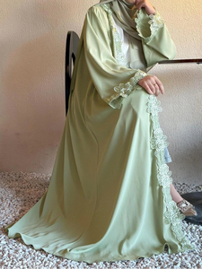 <span class=keywords><strong>Abaya</strong></span> <span class=keywords><strong>verte</strong></span> élégante pour le confort et le style, avec foulard, <span class=keywords><strong>abaya</strong></span> ouverte sur le devant, robe de soirée musulmane - Product Image 2