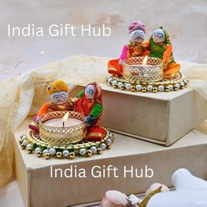 Rajasthani marionnette photophore bougeoir décor à la maison retour cadeau artificiel décoratif bougeoir Diwali décor - Product Image 2