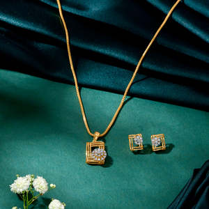 Lattice Glow <b>Gold</b> & Diamond Pendant <b>Set</b> for Women-Fine <b>Jewelry</b> - Product Image 1