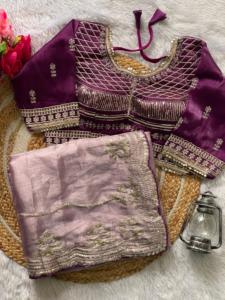 Diseñador indio de Bollywood, Ropa Étnica, suave tela de seda bordada, Jari Work Border Saree, elegante blusa exclusiva para mujer - Product Image 5