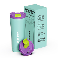 Gobelet de voyage isotherme en acier inoxydable 304 à double paroi de 15 oz, isolation thermique de 6 à 12 heures, anti-fuite, écologique, résistant à l'eau bouillante