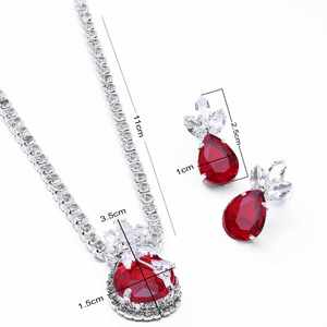 Conjuntos de Joyería con Colgante de Piedra AD Plateada al por Mayor, Collares con Colgante de Piedra AD Roja, Joyería de Moda, Conjuntos de Collares con Colgante. - Product Image 6