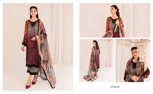 Inde et Pakistan vêtements d'hiver Salwar Kameez respirant exportation qualité tissu motif floral robe pour dames crayon Silhouette - Product Image 5