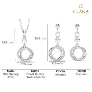 ชุดเครื่องประดับเงินแท้ Silver Circle of Joy ประดับเพชรและเพทายแพลตตินั่ม สำหรับงานแต่งงาน งานหมั้น หรือเป็นของขวัญ - Product Image 5