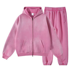 Conjunto de lavado ácido pesado personalizado, traje de sudor lavado con ácido de alta calidad, conjunto de pantalones de chándal y Sudadera con capucha, chándales Vintage lavados para hombres - Product Image 3