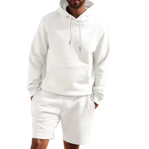 Conjunto de Sudadera con Capucha y Pantalones Cortos para Hombre, Transpirable, con Cierre y Logotipo Personalizado Bordado, Ropa de Entrenamiento de Secado Rápido para Invierno - Product Image 1