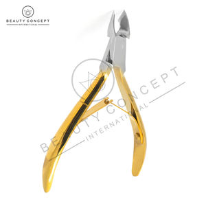 Pince à cuticules professionnelle de luxe durable en acier inoxydable plaqué or, manche français, double ressort, coupe-cuticules 6 mm - Product Image 3