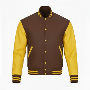 High Quality Custom <b>Genuine</b> Leather Windproof Varsity Jacket Men Women Casual Front Logo Bomber ODM Supply - Product Image 1