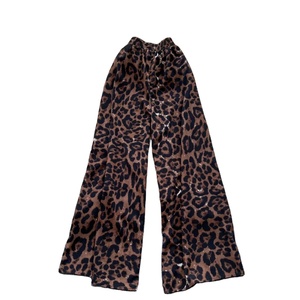 High Waist Women <b>Leopard</b> <b>Print</b> Wide Leg Pants Elastic Waist Loose Fit Summer Trousers - Product Image 3