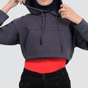 Sudadera con Capucha Corta para Mujer, de Felpa de Alta Calidad, con Logotipo Personalizado, Color Liso, de Algodón, Talla Grande - Product Image 5