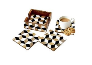 Dessous de verre incrustés en os design pour ustensiles de cuisine Tasse Vaisselle Dessous de verre incrustés en os faits à la main Vente à chaud - Product Image 2