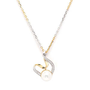 Juego de Collar y Pendientes CLARA de Plata de Ley 925 con Colgante Asuka, Chapado en Oro y Rodio, con Corazón y Circonita Suiza, Regalo de Joyería - Product Image 1