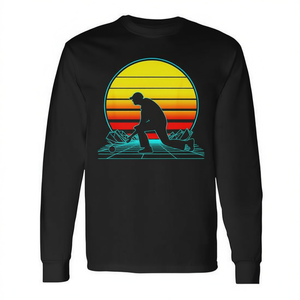 T-shirt a maniche lunghe retrò Vaporwave, T-shirt promozionale retrò per Lawn Bowls - Product Image 2