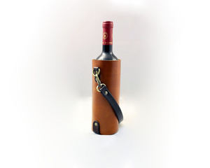 Caddy de cuero de grano superior personalizado, portabotellas de vino hecho a mano, bolsa personalizada, decoración, Accesorios de Vino - Product Image 1