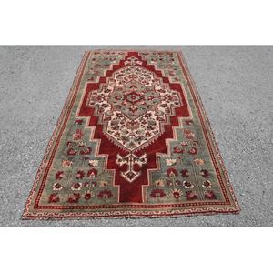 Alfombra Turca de 4.9x9.2 pies, Alfombra Grande Vintage, Alfombra con Diseño Floral Rojo - Product Image 1
