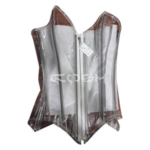 Wholesale Clear <b>PVC</b> Waist Trainer Hourglass Silhouette Overbust Lingerie Corset with Heavy Duty Steel Boning - Product Image 4