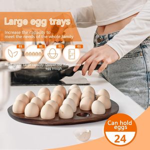 ถาดไม้อะคาเซียถาดใส่ไข่ทรงไข่ทรงไข่24ช่องสำหรับเก็บไข่สด - Product Image 5