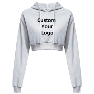 Épaule tombante Personnalisez votre logo Femmes Short Top Hoodie Casual Long Sleeve Hooded Short Sweatshirt Sexy Printed Sweaters - Product Image 4