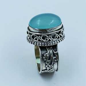 Navya <b>Craft</b> Handmade 925 Sterling Silver March Birthstone <b>Ring</b> Boho Style Chalcedony Silver Jewelry Custom US Size <b>Ring</b> - Product Image 3