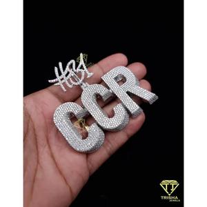 Diamantes de moissanita real Hombres Colgante de letra 3D Letras o números personalizados Real Sólido 925 Plata Rodio Plateado - Product Image 5