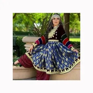 Gaun kuchi vintage etnik, gaun pesta tradisional Afghan/Pakistan Kuchi warna-warni dan gaun pengantin Asia